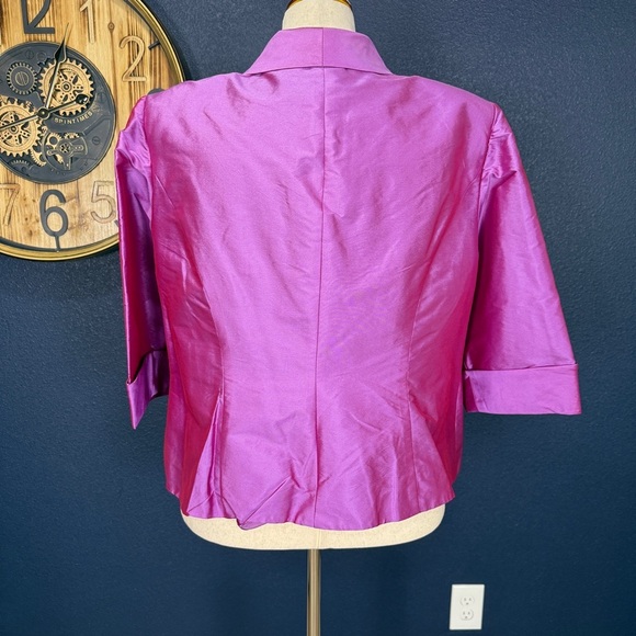 Alex Evenings Iridescent Purple Taffeta 3/4 Sleeve Wrap Blouse Plus Size 2X - Picture 4 of 6